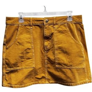 American Eagle Corduroy Mini Skirt Women 10 Mustard Gold Super Stretch Preppy